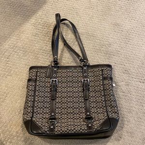 Black Coach Monogram Tote Bag